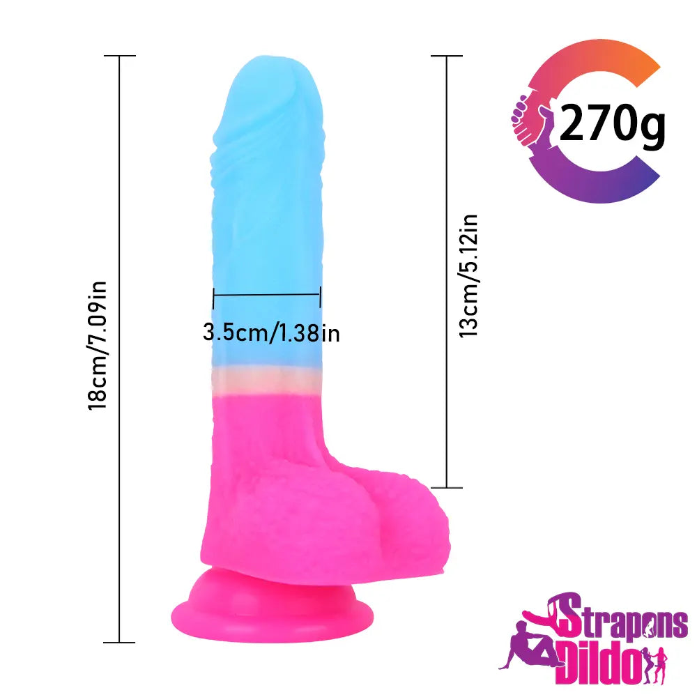 7.09in Colorful Silicone Soft Strap On Dildo For Penis G-spot Simulation - Strap ons Dildo