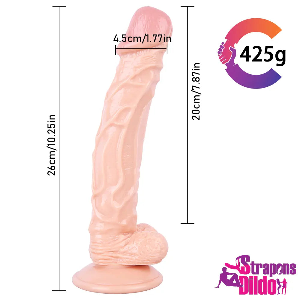 10.25in Realistic Unisex Big Strap On Dildo For Female With Suction Cup - Strap ons Dildo