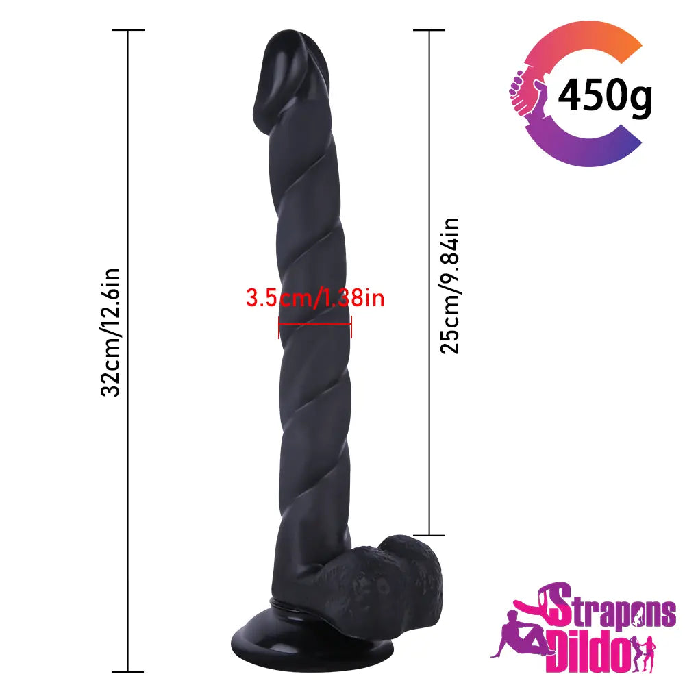 12.6in Realistic Big Spiral Fantasy Strap On Dildo For Vagina Massage - Strap ons Dildo