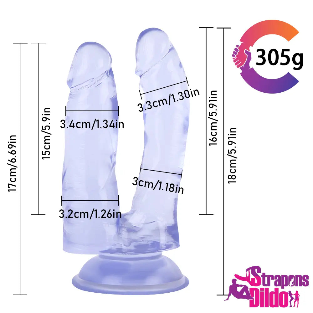 5.91in Premium Double Penetration Strap On Dildo For Women Men Sex - Strap ons Dildo