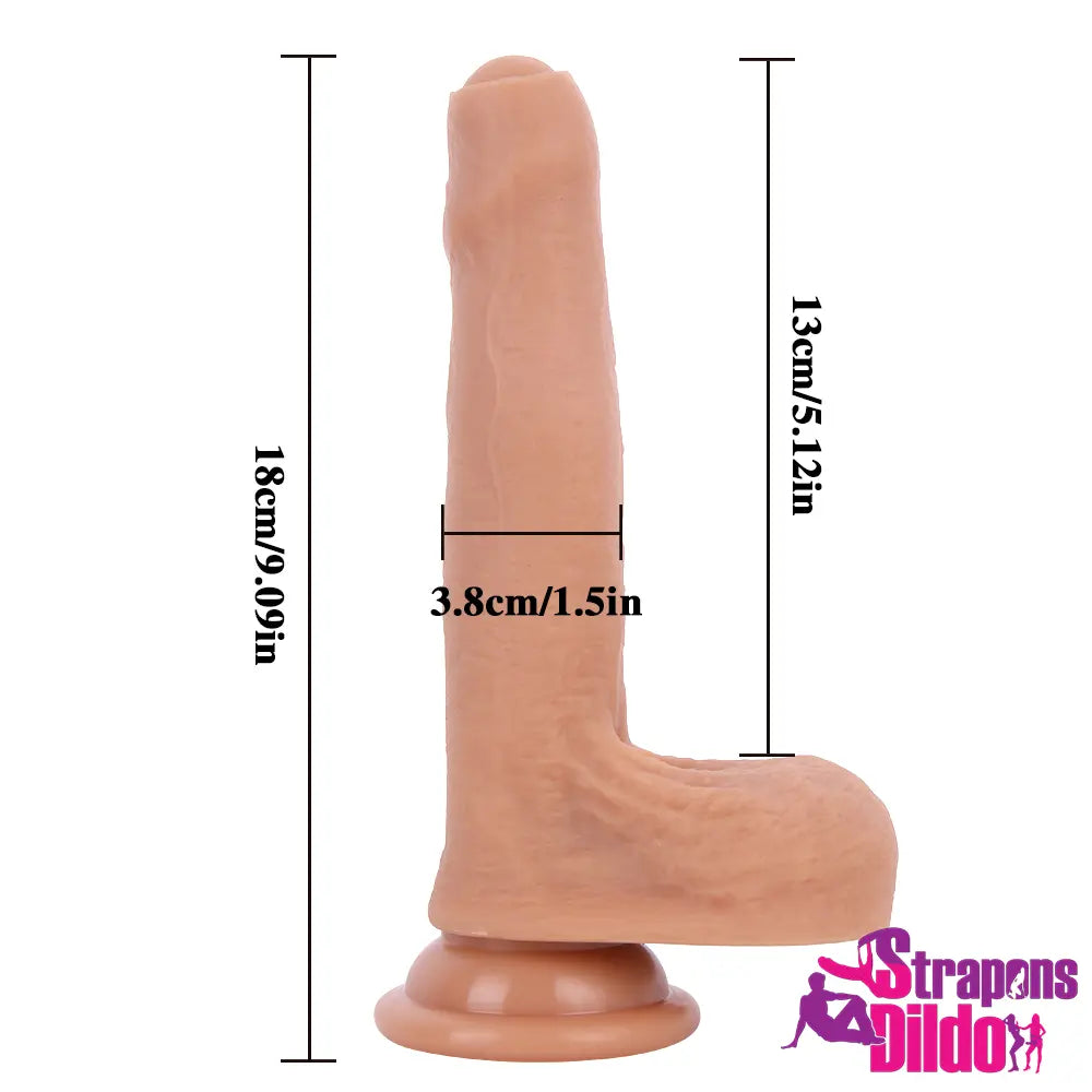 7.09in Super Skin Uncut Lifelike Soft Silicone Strap On Dildo - Strap ons Dildo