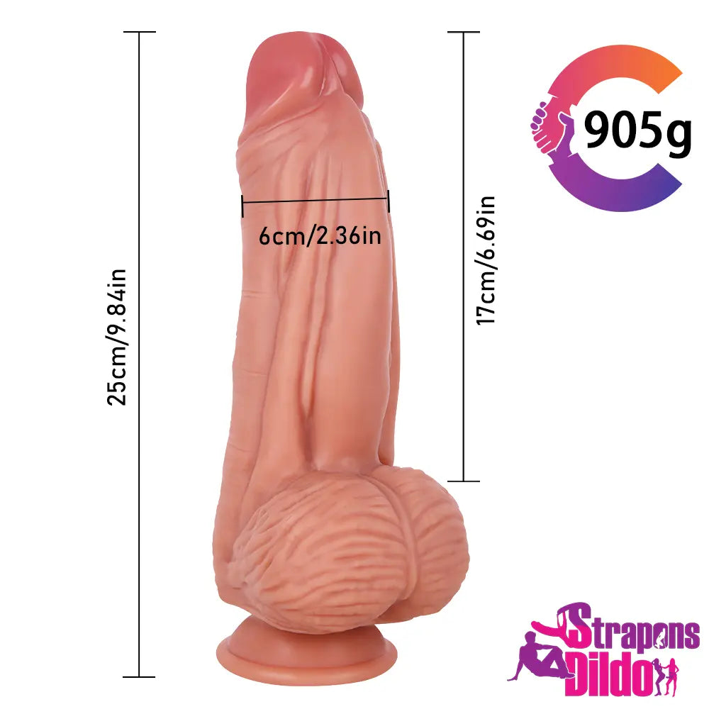 9.84in Lifelike Thick Big Silicone Soft Strap On Dildo For Couple Sex - Strap ons Dildo