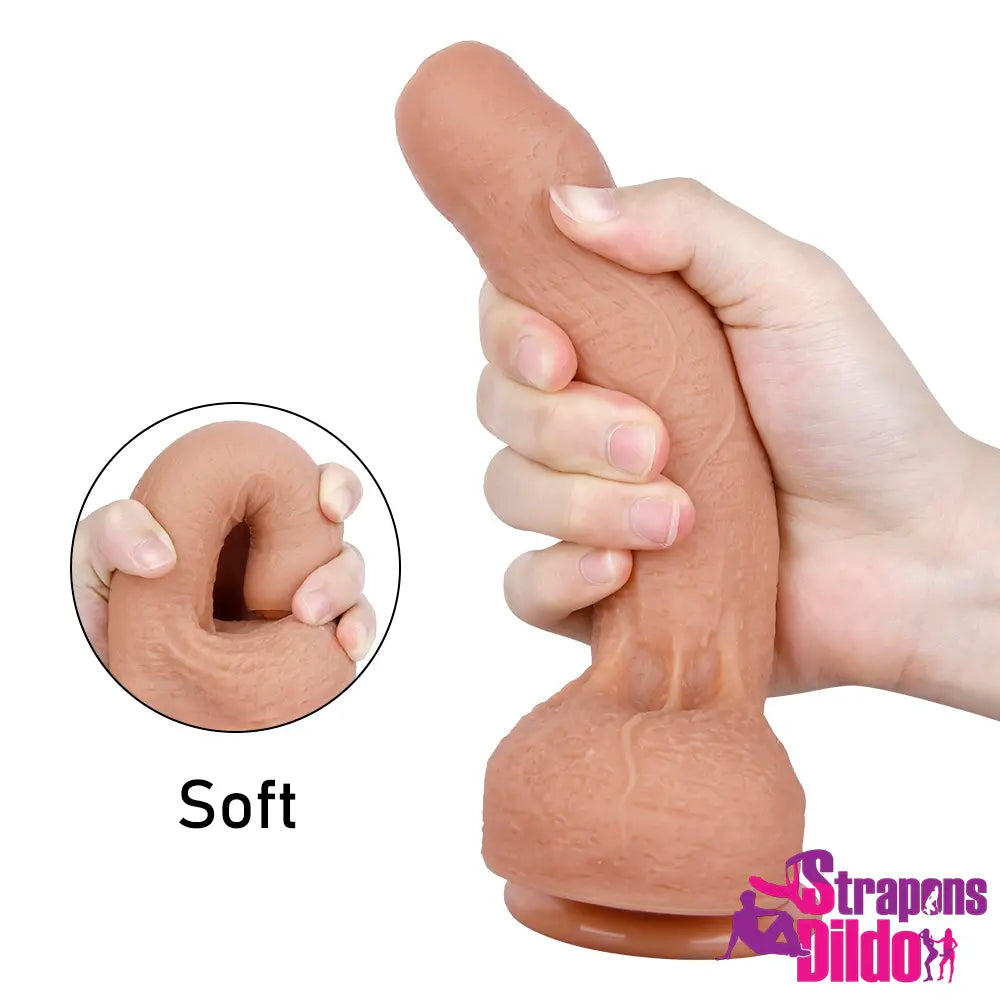 7.09in Super Skin Uncut Lifelike Soft Silicone Strap On Dildo - Strap ons Dildo