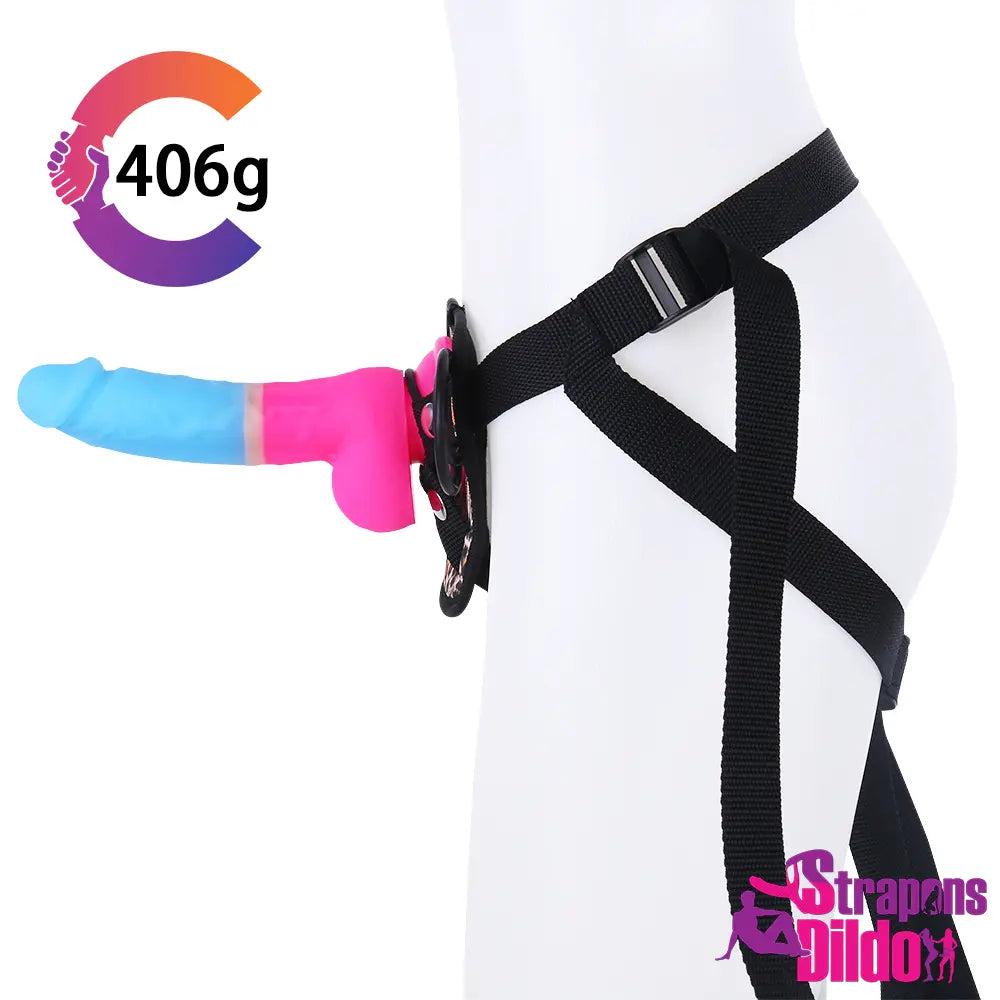 7.87in Real Colorful Silicone Soft Strap On Dildo For Women Men - Strap ons Dildo