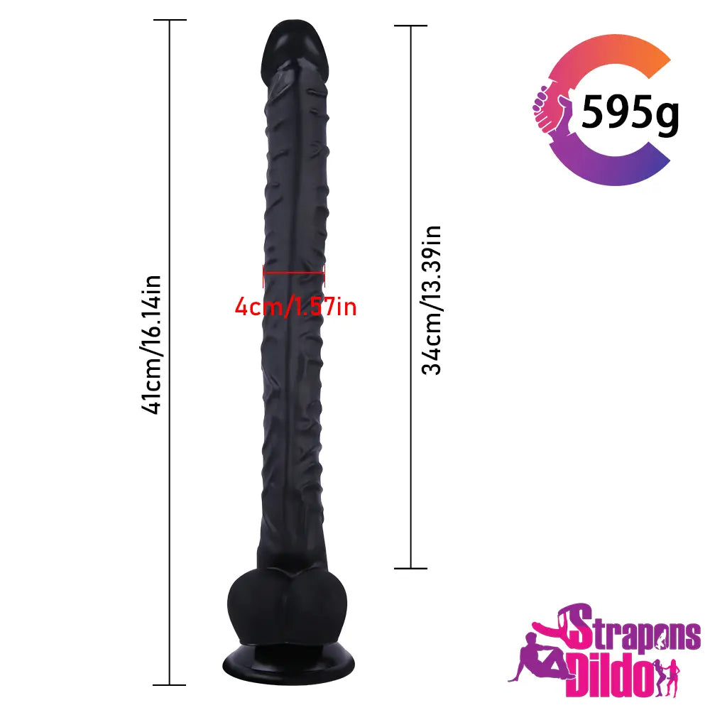 16.14in Lifelike Long Big Strap On Dildo For Anus Vagina Stimulation - Strap ons Dildo