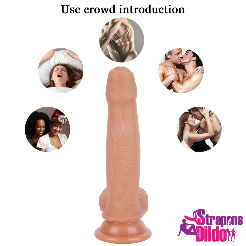 7.09in Super Skin Uncut Lifelike Soft Silicone Strap On Dildo - Strap ons Dildo