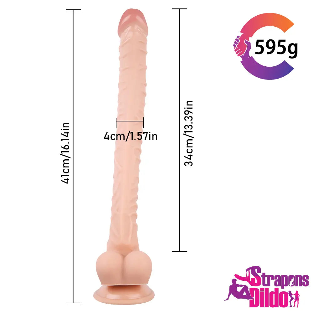 16.14in Lifelike Long Big Strap On Dildo For Anus Vagina Stimulation - Strap ons Dildo