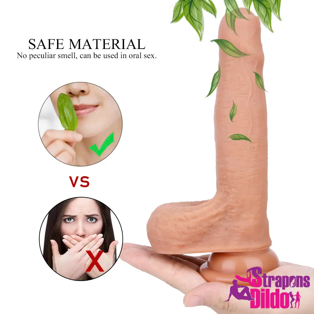 7.09in Super Skin Uncut Lifelike Soft Silicone Strap On Dildo - Strap ons Dildo