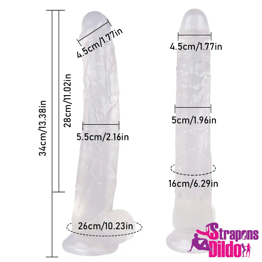 13.38in Realistic Curved Big Strap On Dildo Curved Throat Sex Toy - Strap ons Dildo