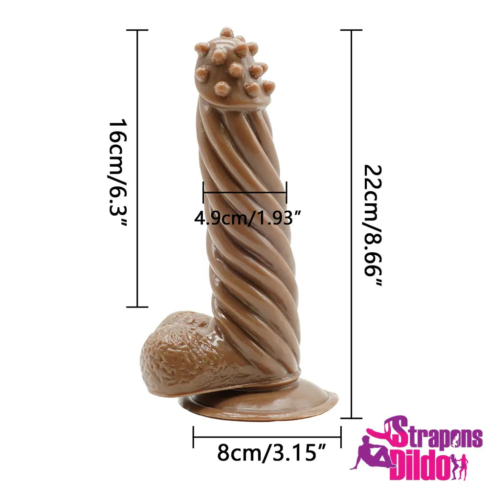 8.66in Premium Spiked Glans Strap on Dildo For Adult Women Men Sex - Strap ons Dildo