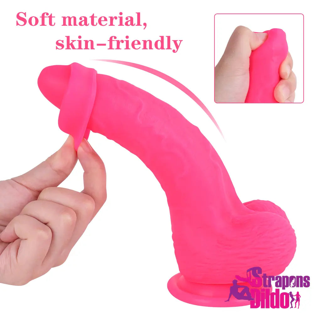 8.07in Realistic Premium Uncut Soft Silicone Female Strap On Dildo - Strap ons Dildo