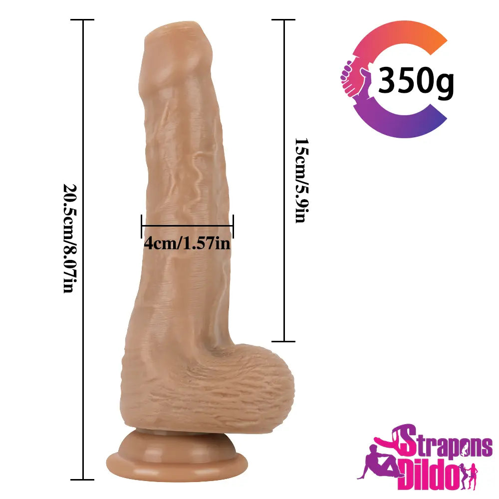 8.07in Realistic Premium Uncut Soft Silicone Female Strap On Dildo - Strap ons Dildo