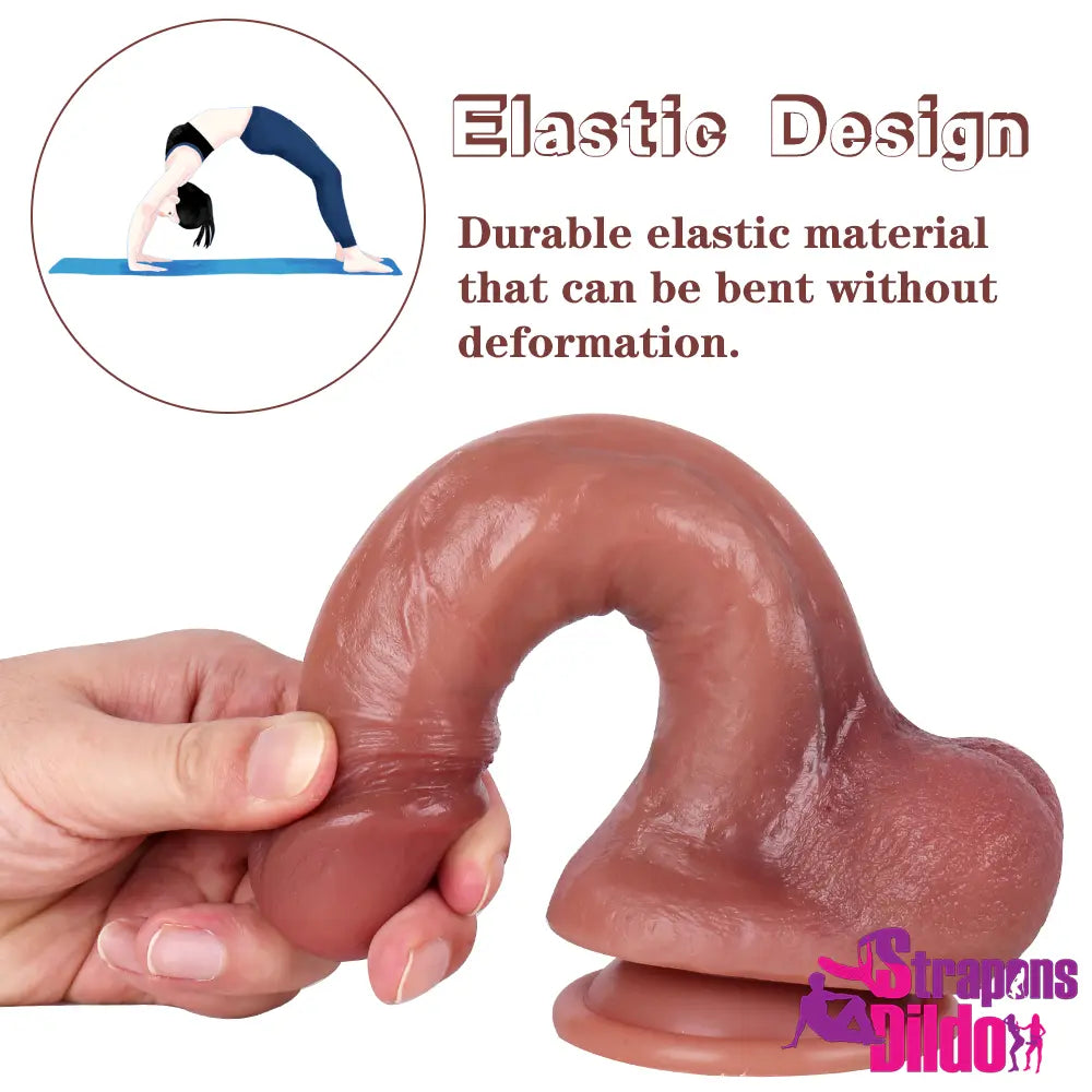 8.27in Real Big Soft Silicone Strap On Dildo With Strong Suction Cup - Strap ons Dildo