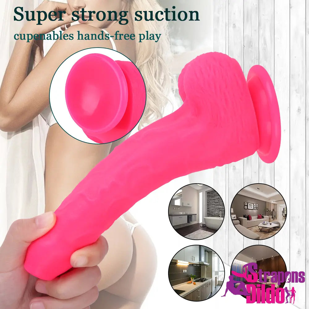 8.07in Realistic Premium Uncut Soft Silicone Female Strap On Dildo - Strap ons Dildo